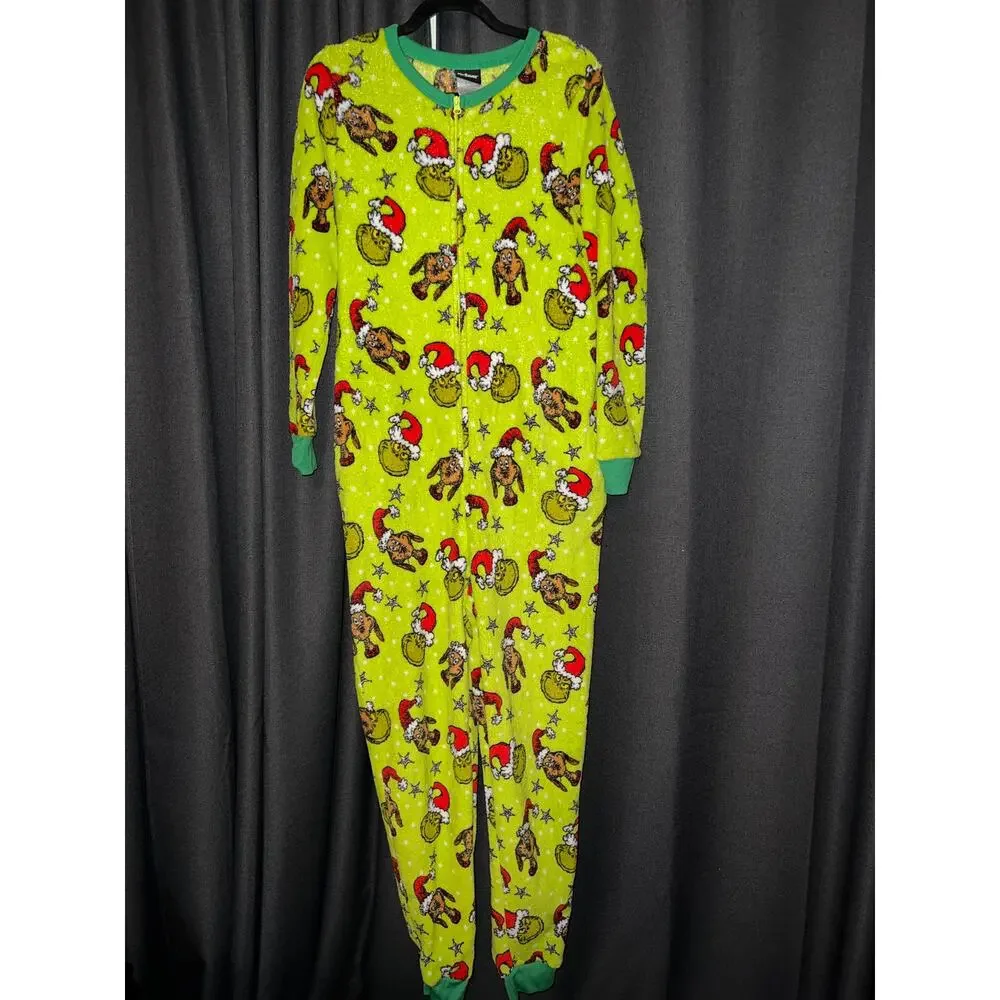 Ugly Christmas Sweater Onesie Xmas Size Large Grinch - Picture 1 of 3